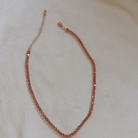 Elegant Pink Crystal Necklace 17.5" - Picture 3 of 5